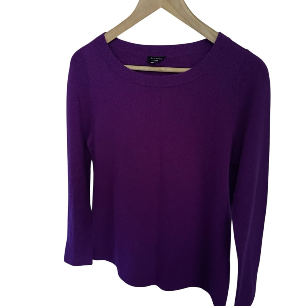Talbots Audrey 100% Cashmere Deep Purple Long Sleeve Sweater SZ M